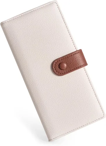Miniatura 15 de Unilily Cartera delgada para mujer, con bloqueo RFID, de piel vegana, plegable, tarjetero con 2 ventanas de identificación y bolsillo con Verde