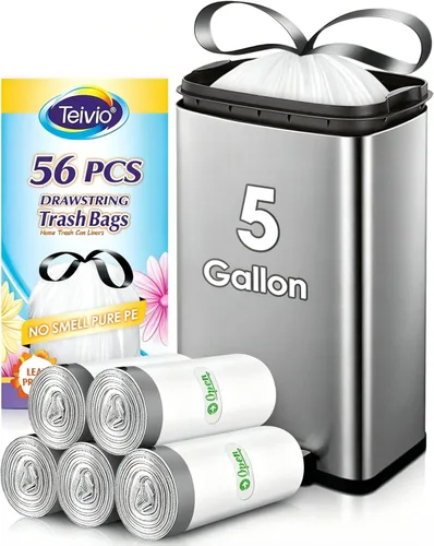 Miniatura 8 de Teivio Bolsas de basura grandes con cordón de 20 galones, 26 unidades, bolsas de basura fuertes y altas para cocina, hogar, oficina, residuos
