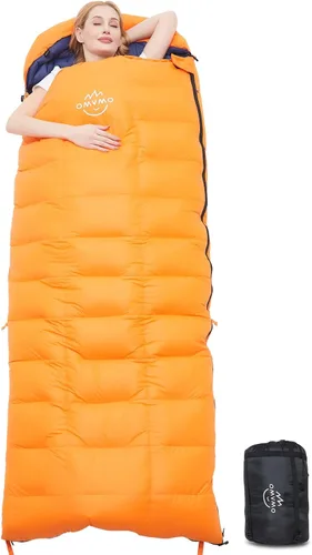 0 20 Degrees F Down Sleeping Bag for Adults,4 Season Rectangle Down Sleeping Bag for Camping Hiking Naranja/Cremallera Derecha