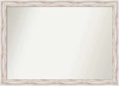 Miniatura 83 de Amanti Art Espejo de baño blanco para sobre el fregadero, 30 x 35 pulgadas, espejo de tocador rectangular estrecho de Eva de oro blanco, marco