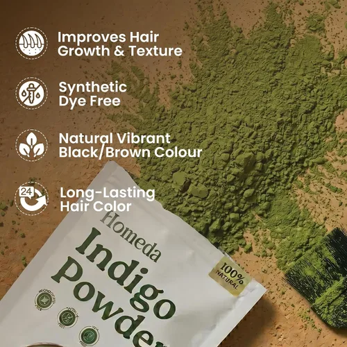 Miniatura 3 de Shudh Online Polvo índigo para cabello (7 oz - 200 g) Tinte para el cabello índigo puro Neela Powder, Indigofera Tinctoria Herbs - Colorea tu