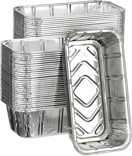 Miniatura 7 de MOACOCK Paquete de 50 mini moldes para pan de 1 libra, 6 x 3.5 x 2 pulgadas, moldes de pan desechables de papel de aluminio para hornear pasteles