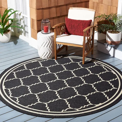 Miniatura 14 de SAFAVIEH Alfombra lavable para exteriores, colección Courtyard de 2.3 x 6.7 pies, color negro y crema, no desprende pelusa y de fácil limpieza