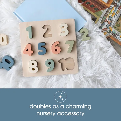 Miniatura 3 de Pearhead Rompecabezas de números de madera, juguete de aprendizaje de 1 a 10 para niños pequeños, rompecabezas educativo Montessori