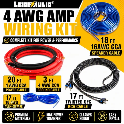 Miniatura 2 de Kit de cableado de amplificador de calibre 4 Ture 4 AWG, kit de cableado de instalación de amplificador - El kit de cableado de subwoofer