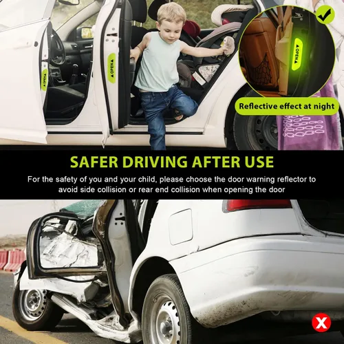 Miniatura 5 de 4 calcomanías reflectantes anticolisión para puerta de automóvil, cinta adhesiva de advertencia de precaución de seguridad para automóvil, camión