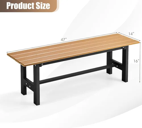Miniatura 3 de Giantex Paquete de 2 asientos de banco para exteriores, banco de jardín sin espalda, silla exterior de 47 pulgadas resistente a la intemperie