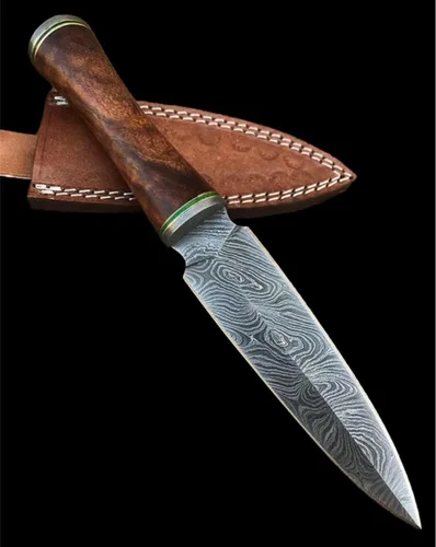 Cuchillo de acero de Damasco hecho a mano DG-28 - Hermoso mango de palisandro