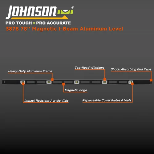 Miniatura 18 de Johnson Level & Tool 3824 - Nivel magnético de aluminio profesional, 24 pulgadas, negro, 1 nivel