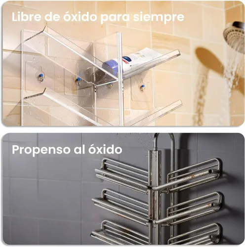 Miniatura 4 de AITEE Organizador de Baño Acrílico Caddy, Soporte Transparente para Champú Montado en la Pared, Organizador de Ducha con Ventosa, Sin Perforaciones