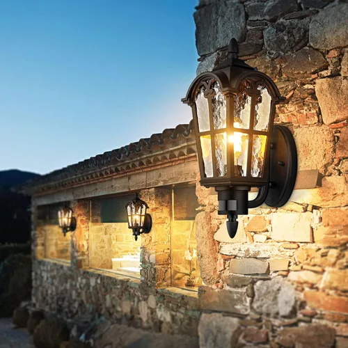 Miniatura 7 de Paquete de 2 luces de pared exteriores grandes con sensor de movimiento de 16 pulgadas, luces de porche del atardecer al amanecer con montaje