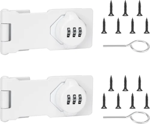 Miniatura 10 de Cerradura de gabinete sin llave con código de combinación, cerradura de cerrojo de contraseña de 3 dígitos para cajones, puerta de armario plegable
