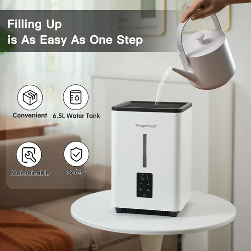 Miniatura 2 de Humidificadores evaporativos para habitación grande de dormitorio, 1.55 galones, humidificador evaporativo de niebla fría de 20 W, 7 velocidades