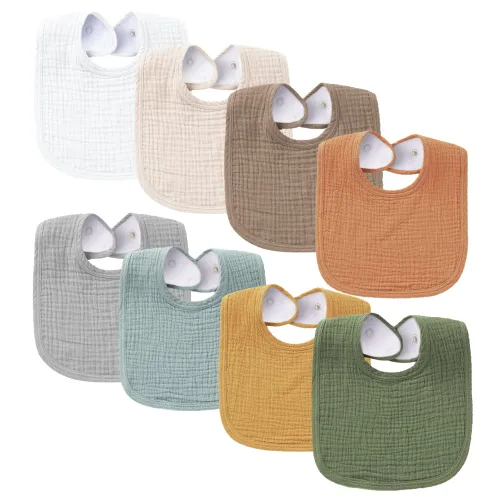 Miniatura 16 de Konssy Baberos de Muselina para Bebé Paquete de 8 Baberos Bandana para Babear de Algodón para Niños y Niñas Unisex, Conjunto Suave y Absorbente