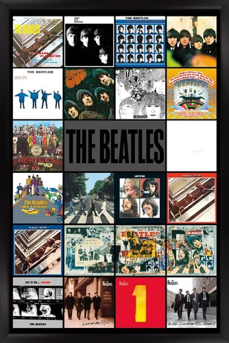 Trends International Póster de pared de The Beatles de 24 x 36 pulgadas, diseño de álbumes, 24 x 36 pulgadas, versión enmarcada en negro