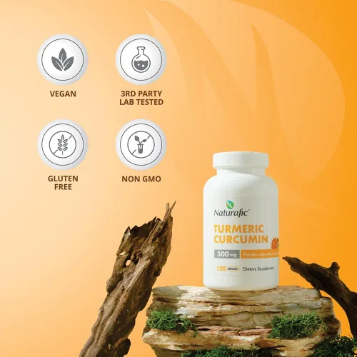 Miniatura 2 de Curcumina de cúrcuma con cápsulas de piperina, 500 mg por cápsula, 120 unidades, suplemento con pimienta negra para una mayor absorción, sin OMG