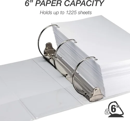 Miniatura 413 de Samsill - Carpeta duradera de 5 pulgadas, fabricada en los Estados Unidos, con anillos en D, transparente y personalizable, color blanco