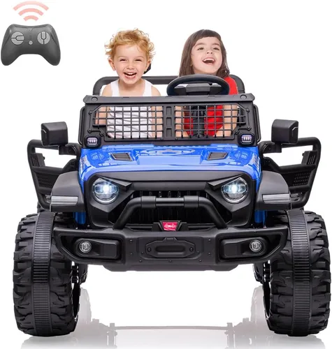 Miniatura 10 de Camión de paseo para niños de 24 V, 2 plazas, con control remoto, asiento grande de 20 pulgadas + ruedas grandes de 15.5 pulgadas, vehículo Ruedas