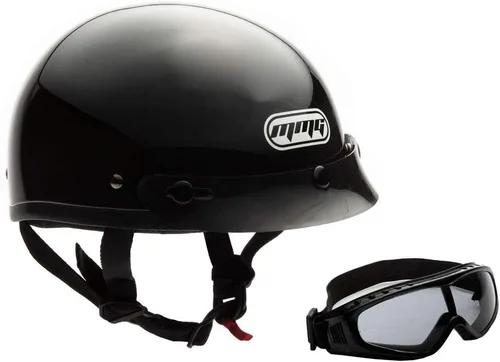 Miniatura 7 de Casco medio de motocicleta DOT Street Legal, M, Negro caucho