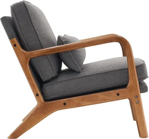 Miniatura 3 de Silla decorativa para sala de estar, sillón tapizado moderno de mediados de siglo con almohada, sillón de lectura, cómoda silla decorativa para Gris