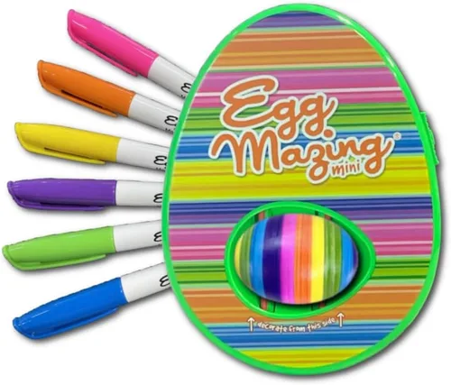 EggMazing - Mini kit de decoración de huevos de Pascua para artes y manualidades, incluye spinner para decoración de huevos y 6 marcadores, a partir