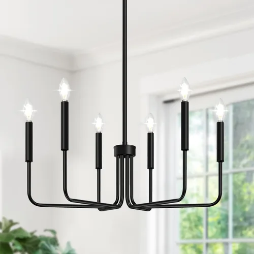 Miniatura 12 de Lynnoland - Candelabros de 6 luces de granja para comedor, accesorios de iluminación colgantes, lámparas industriales modernas para dormitorio