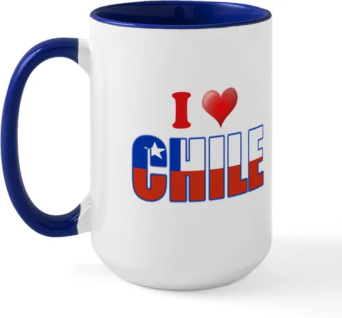 Miniatura 28 de CafePress Taza de café de cerámica extra grande de 15 oz (15.0 fl oz) con bandera de Chile