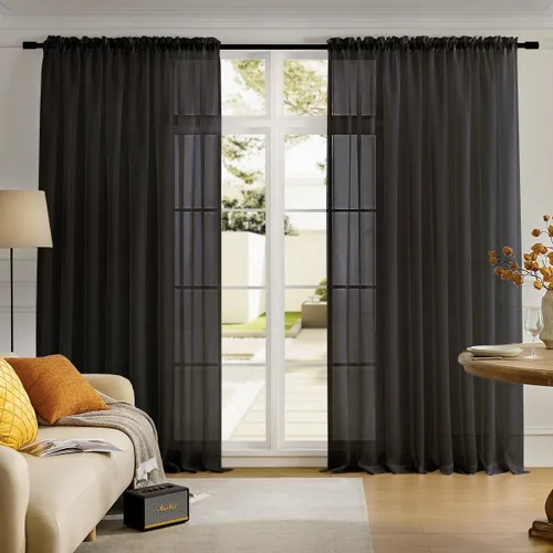 Miniatura 106 de Cortinas para ventana cortinas blancas traslúcidas de 90 pulgadas de largo, 2 paneles de cortinas de tul, paneles de ventana para cortinas de Blanco