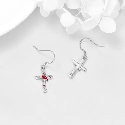 Miniatura 64 de POPKIMI Bonitos aretes colgantes de animales, joyería de animales, regalos de cumpleaños y Navidad para mujeres, aretes de ópalo de cristal de plata