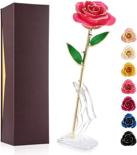 Miniatura 20 de Ejoyous Regalo de rosa para el día de la madre para mamá, rosa sumergida en oro de 24 quilates chapada en oro real preservada para siempre con Rosa