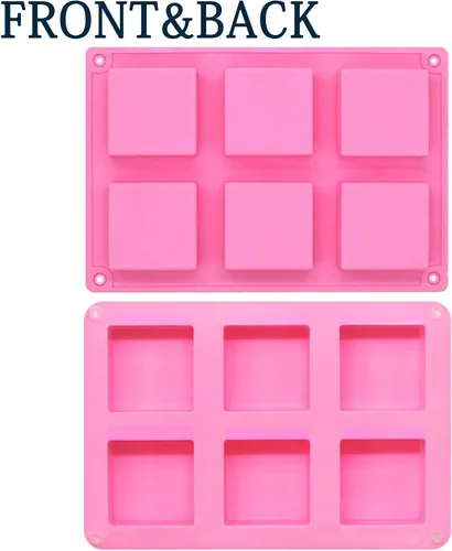 Miniatura 5 de Funshowcase Molde de silicona cuadrado de 6 cavidades para tartas, teacake, chocolate, postres, pastel de queso, pan de maíz, brownie, blanco