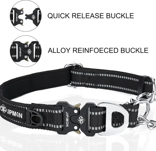 Miniatura 4 de Collar Martingala para perros, cadena reflectante de acero inoxidable, collar martingala ajustable de seguridad para perros pequeños, medianos y Rojo
