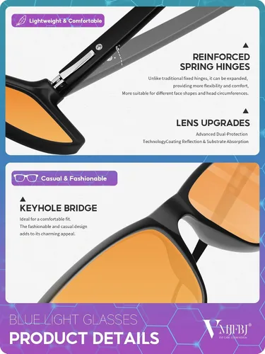 Miniatura 7 de VMJFBJ Gafas de luz azul para mujeres/hombres, lentes de lectura para computadora para juegos, mejoran el sueño, reducen la fatiga ocular, paquete