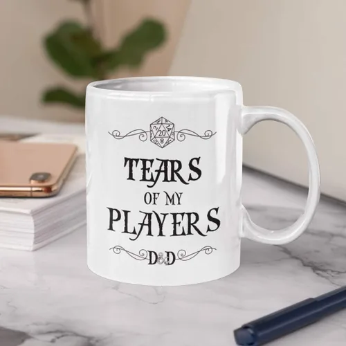 Miniatura 4 de Ashton Books-n-Things Dungeons and Dragons - Taza de café de cerámica blanca divertida de 11 onzas con diseño de lágrimas de mis jugadores