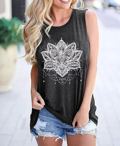 Miniatura 2 de BOMYTAO Camiseta sin mangas con diseño de mandala de loto para mujer, diseño de geometría sagrada, para meditación, regalo