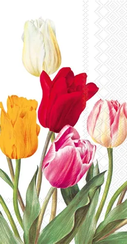 Miniatura 2 de Boston International IHR - Servilletas de papel de 3 capas para invitados, 8.5 x 4.5 pulgadas, tulipanes blancos (paquete de 2)