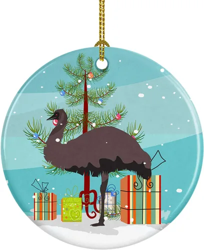 Miniatura 102 de Caroline's Treasures Adorno de cerámica de Navidad pintado o de codorniz chino, decoración colgante de árbol de Navidad verde azulado para el hogar