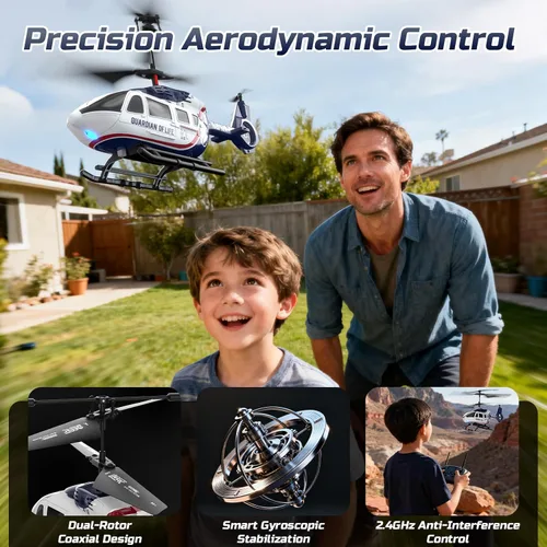 Miniatura 5 de DEERC Helicóptero RC, helicóptero de control remoto de rescate para niños y adultos, helicóptero de juguetes con retención de altitud, despegue