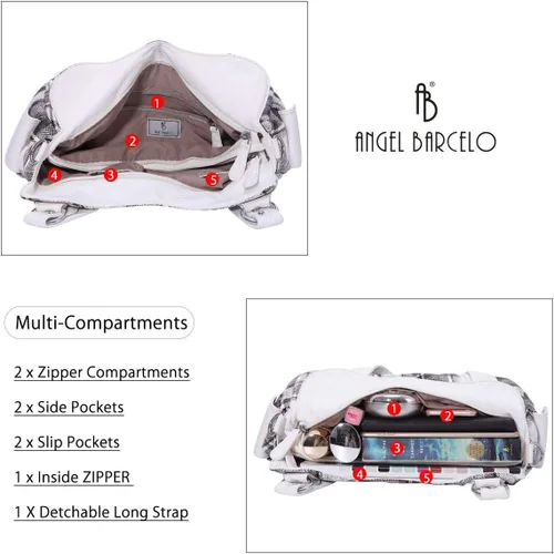 Miniatura 14 de Angel Barcelo - Bolsa de hombro amplia para mujer, diseño Hobo, cuero lavado