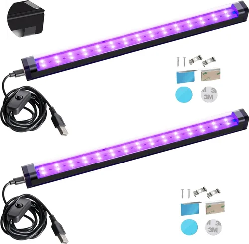 Barra de Luz Negra 10W 1 pie LED Luz Negra UV para Póster de Tapiz Fluorescente, Pintura Corporal, Fiesta Brillante, Tiras de Luz UV para Gabinete y