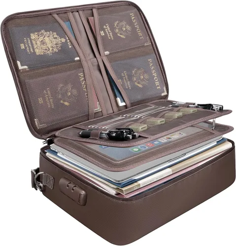 Miniatura 13 de BALEINE Caja de Documentos Ignífuga con Cerradura, Bolsa de Documentos Ignífuga Portátil Impermeable Cajas de Archivos Ignífugas para Documentos