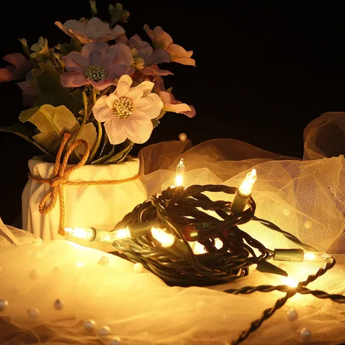 Miniatura 3 de MULTI-SPARKING Luces de Navidad de 5 pies con 10 bombillas, luces de extensión clásicas transparentes incandescentes mini, cable blanco, blanco