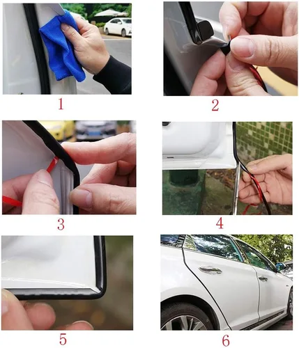 Miniatura 2 de Royalfox Tiras de borde de puerta de automóvil de PVC cromado de 16 pies para Dodge, Jeep, Audi, BMW, Mercedes, Chevrolet, Buick, Ford, Cadillac