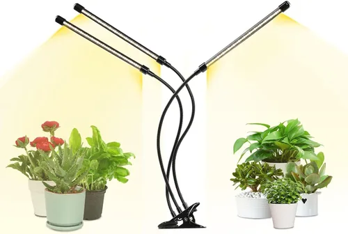 Miniatura 9 de iPower Luz LED de crecimiento con espectro completo para plantas de interior, cuello de cisne ajustable, 5 niveles regulables, 3 modos de Blanco