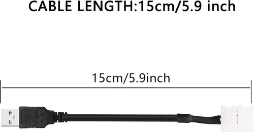 Miniatura 3 de Conector de luz LED USB de 0.394 in - USB a 2 pines, clip sin soldadura para tiras de luz LED 3528/5050 (paquete de 6)