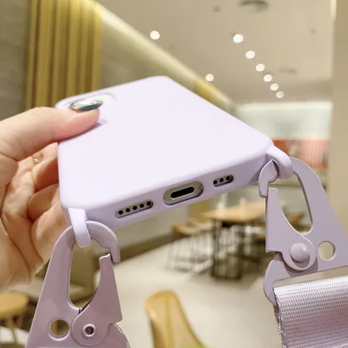Miniatura 4 de Compatible con iPhone 11, funda cruzada para teléfono con cordón, bonita funda de silicona suave con correa ajustable para el hombro, protector a