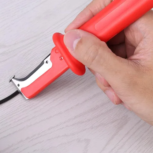 Miniatura 4 de Cuchillo pelacables Cuchillo Rojo Acero Inoxidable Pp 1 Pc Cable de Aislamiento Eléctrico Cortador Cortador de Mango Aislado Herramienta Con Rojo