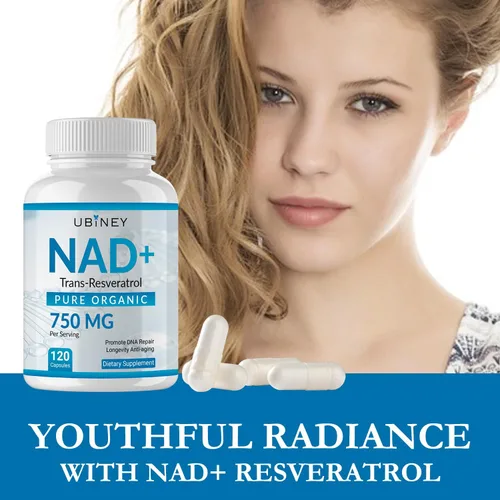 Miniatura 5 de NAD+ 750mg con Trans-Resveratrol – Suplemento de dinucleótido de adenina de nicotinamida orgánica pura – Reparación de ADN, energía celular, apoyo