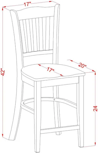 Miniatura 5 de East West Furniture EDGR3-OAK-W - Juego de mesa de comedor de 3 piezas de altura para encimera de cocina, contiene una mesa redonda de madera