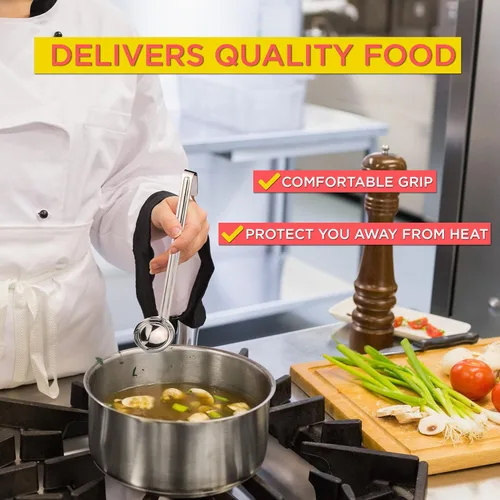 Miniatura 4 de Fit Meal Prep [Paquete de 2] Cucharón de sopa de acero inoxidable de 2 onzas, espátula de salsa de una pieza con asas de gancho, cuchara de servir